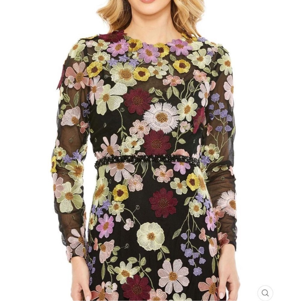 Mac Duggal Floral Embroidered Illusion Gown NWT 10
